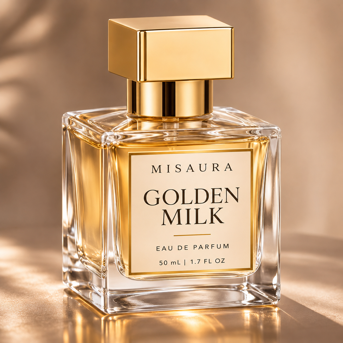 MISAURA Golden Milk Eau de Parfum 50 mL in square glass bottle with gold cap